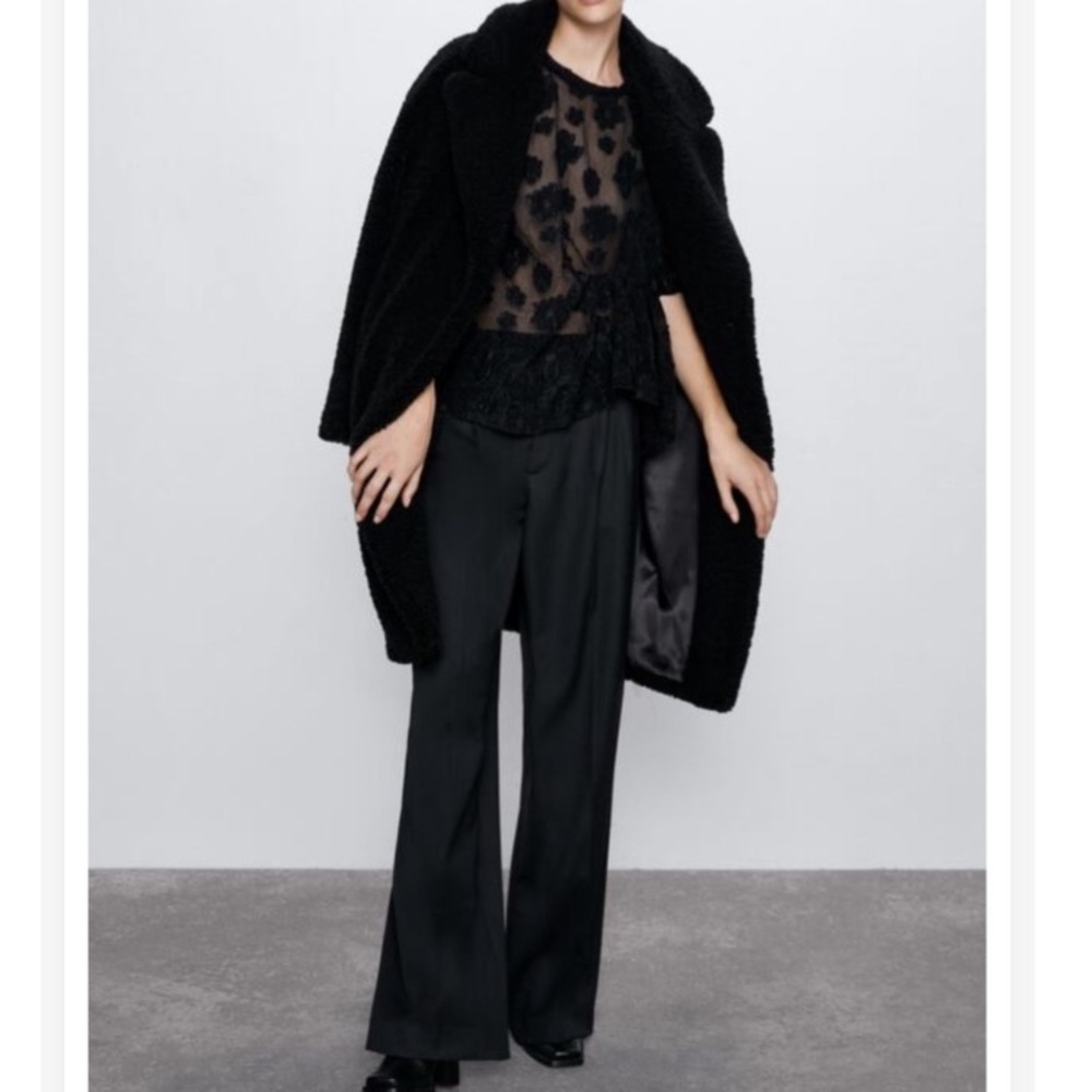 Zara Floral Sheer Organza Puff Sleeve Blouse - Picture 13 of 13